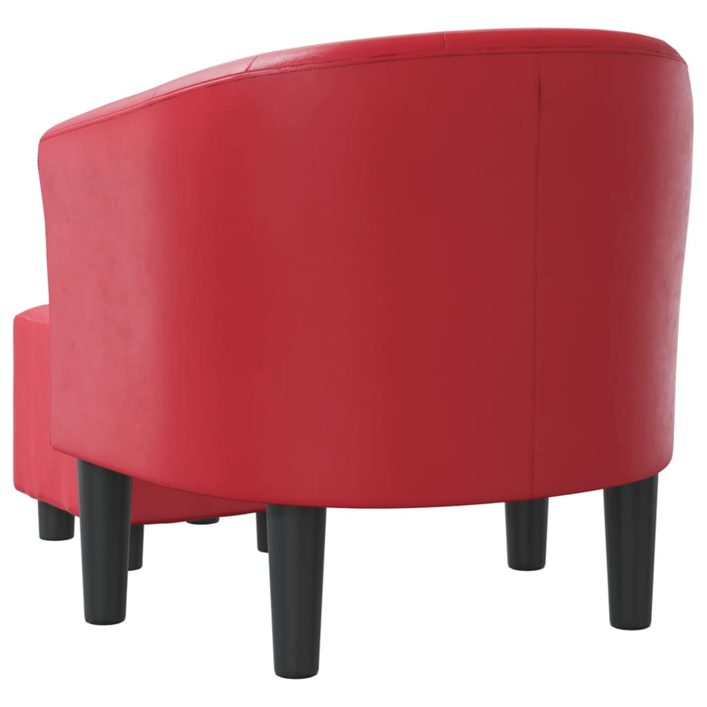 Kuipstoel met voetenbankje kunstleer rood is nu te koop bij PeponiXL, paradijselijk wonen!