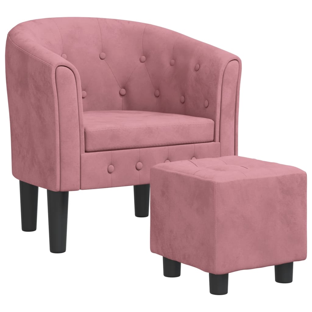 Kuipstoel met voetenbank fluweel roze is nu te koop bij PeponiXL, paradijselijk wonen!