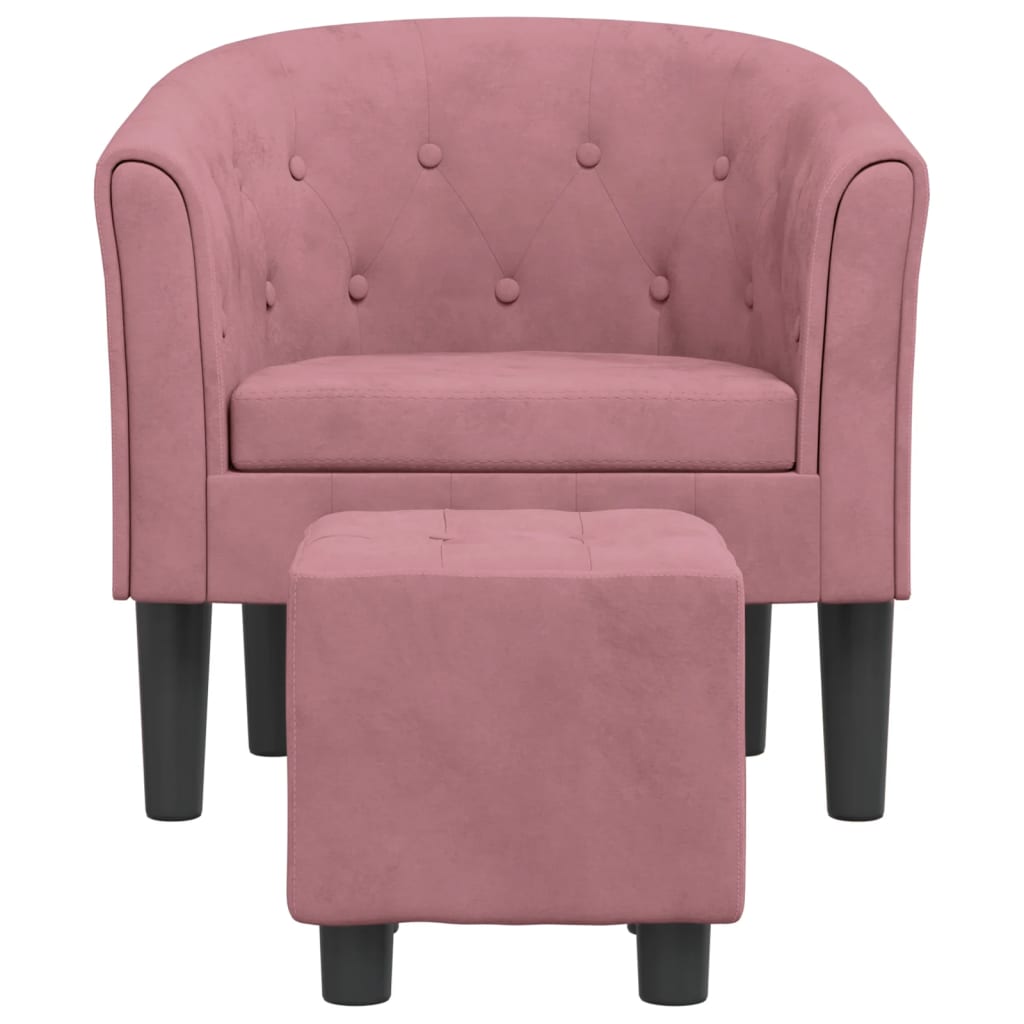 Kuipstoel met voetenbank fluweel roze is nu te koop bij PeponiXL, paradijselijk wonen!
