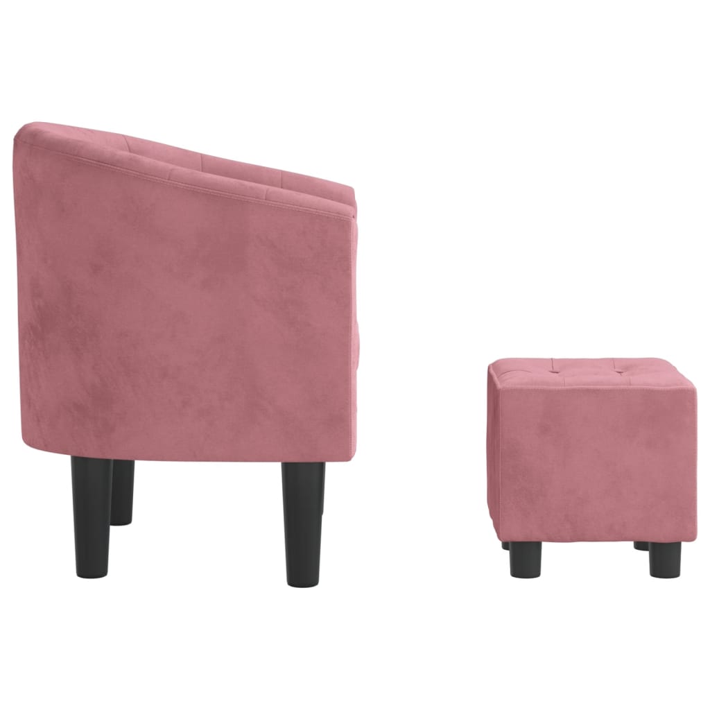 Kuipstoel met voetenbank fluweel roze is nu te koop bij PeponiXL, paradijselijk wonen!