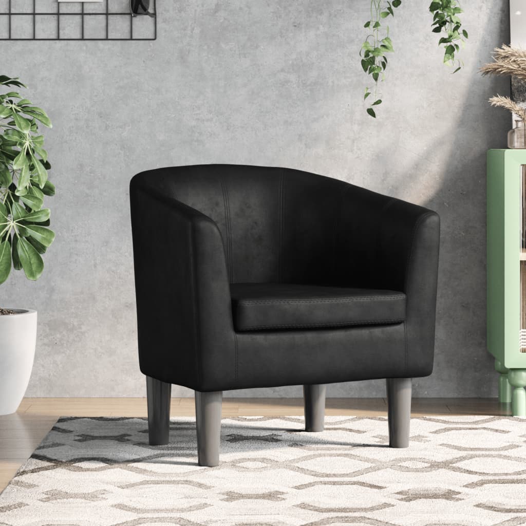 Kuipstoel kunstleer zwart is nu te koop bij PeponiXL, paradijselijk wonen!