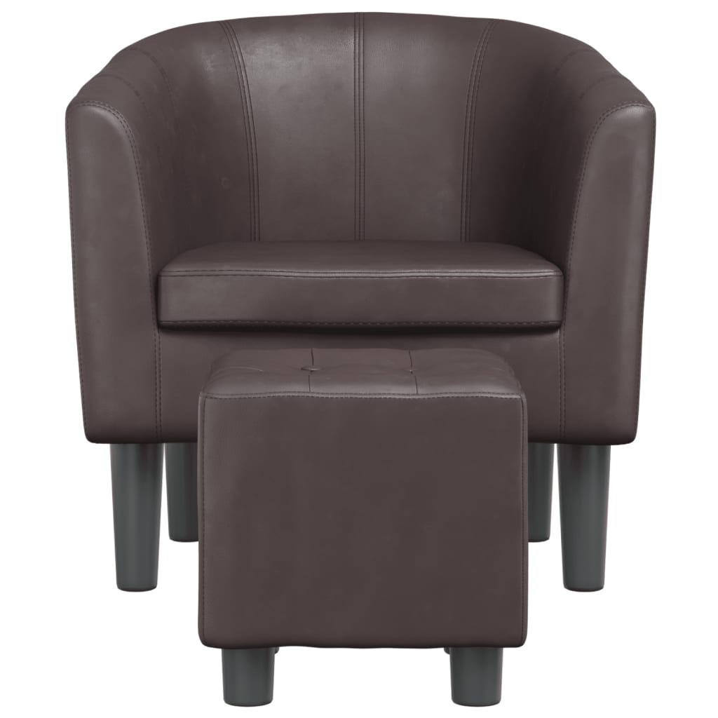 Kuipstoel met voetenbankje kunstleer bruin is nu te koop bij PeponiXL, paradijselijk wonen!
