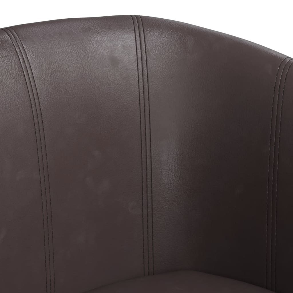 Kuipstoel met voetenbankje kunstleer bruin is nu te koop bij PeponiXL, paradijselijk wonen!