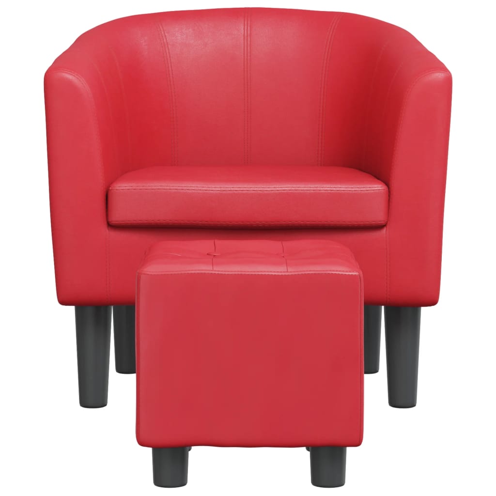 Kuipstoel met voetenbankje kunstleer rood is nu te koop bij PeponiXL, paradijselijk wonen!