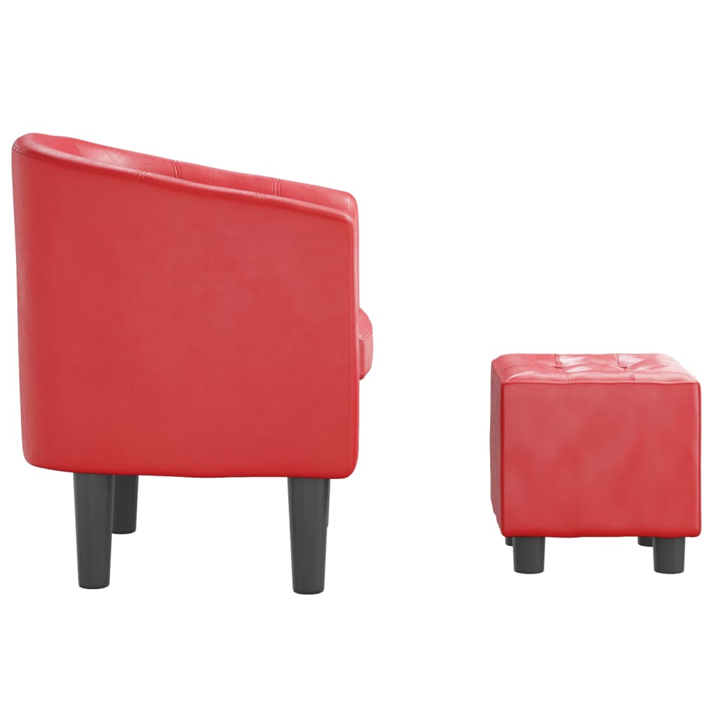 Kuipstoel met voetenbankje kunstleer rood is nu te koop bij PeponiXL, paradijselijk wonen!