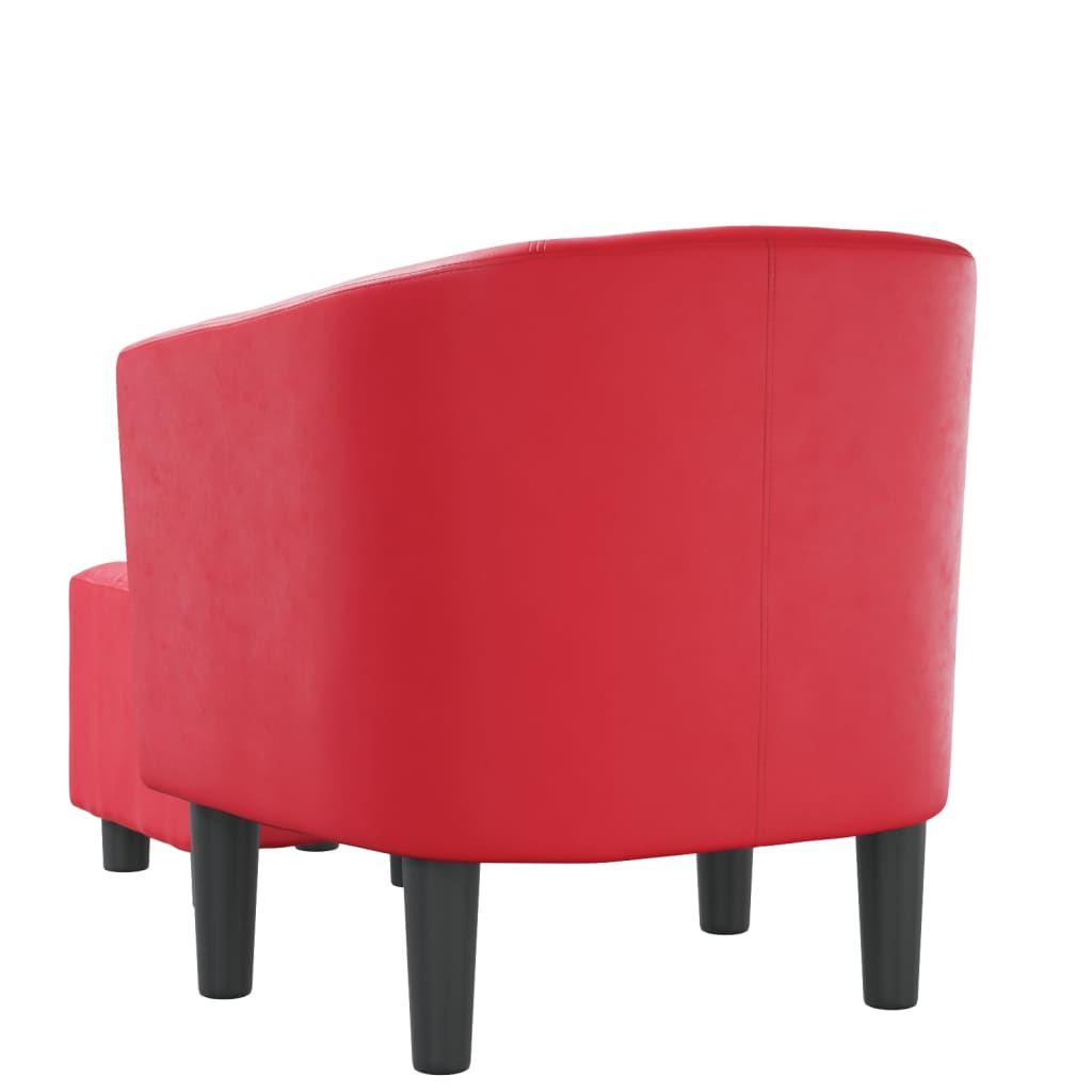 Kuipstoel met voetenbankje kunstleer rood is nu te koop bij PeponiXL, paradijselijk wonen!