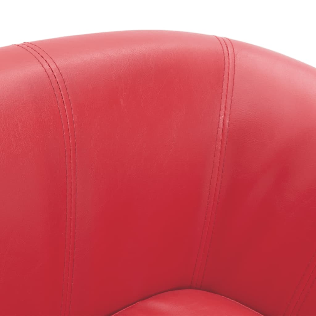 Kuipstoel met voetenbankje kunstleer rood is nu te koop bij PeponiXL, paradijselijk wonen!