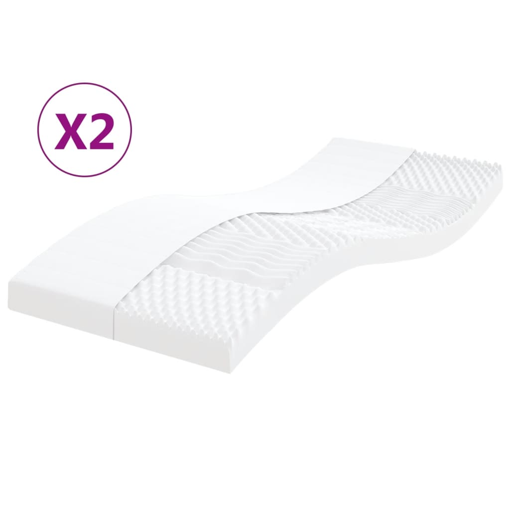 Schuimmatrassen 2 st 7 zones hardheid 20 ILD 90x200 cm wit is nu te koop bij PeponiXL, paradijselijk wonen!