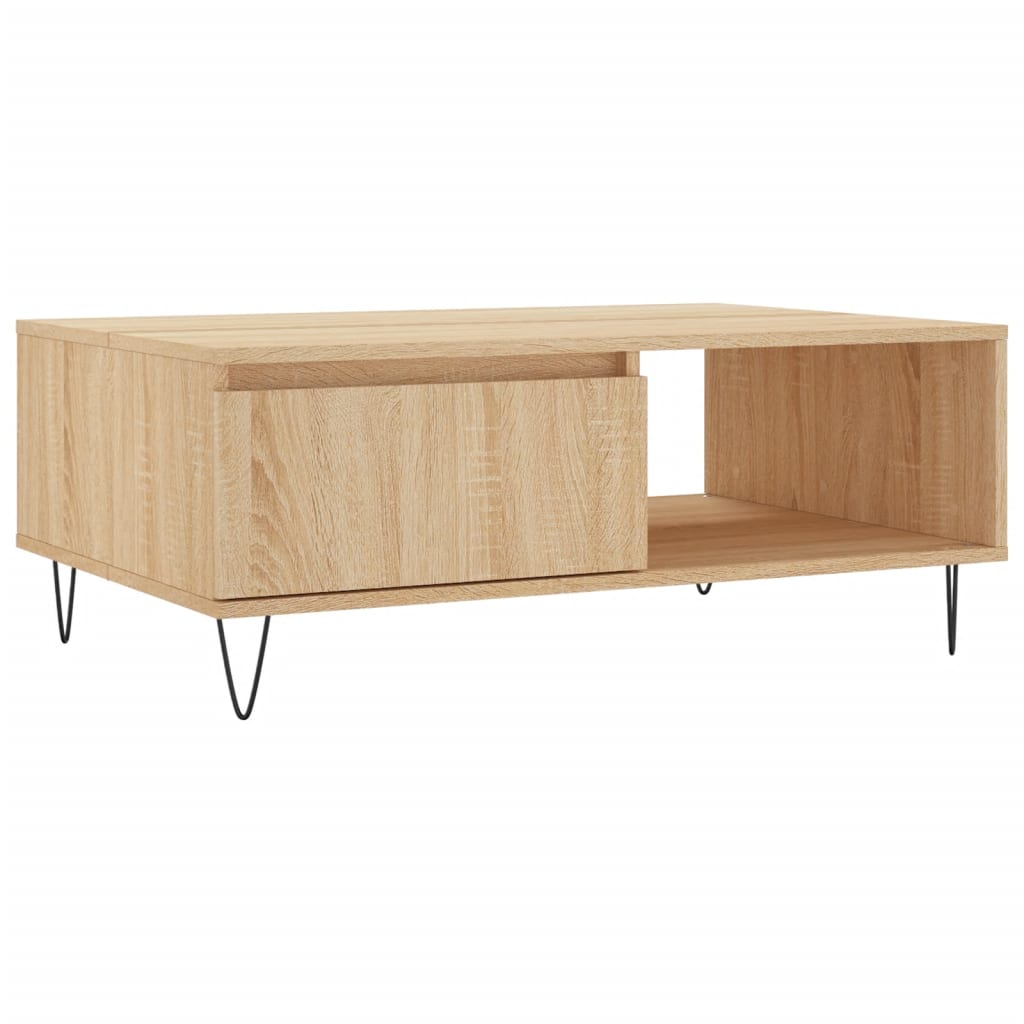 Salontafel 90x60x35 cm bewerkt hout sonoma eikenkleurig is nu te koop bij PeponiXL, paradijselijk wonen!