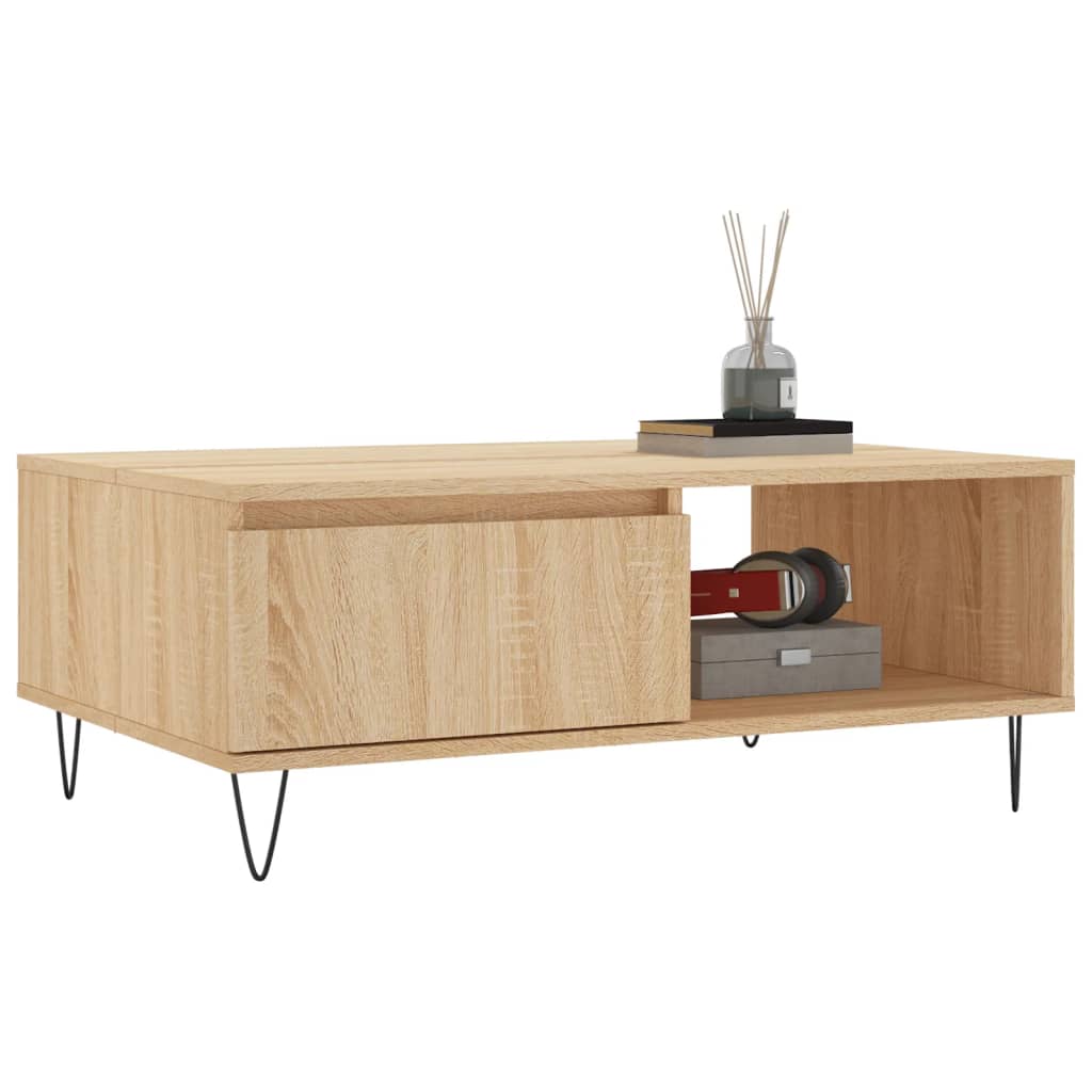 Salontafel 90x60x35 cm bewerkt hout sonoma eikenkleurig is nu te koop bij PeponiXL, paradijselijk wonen!