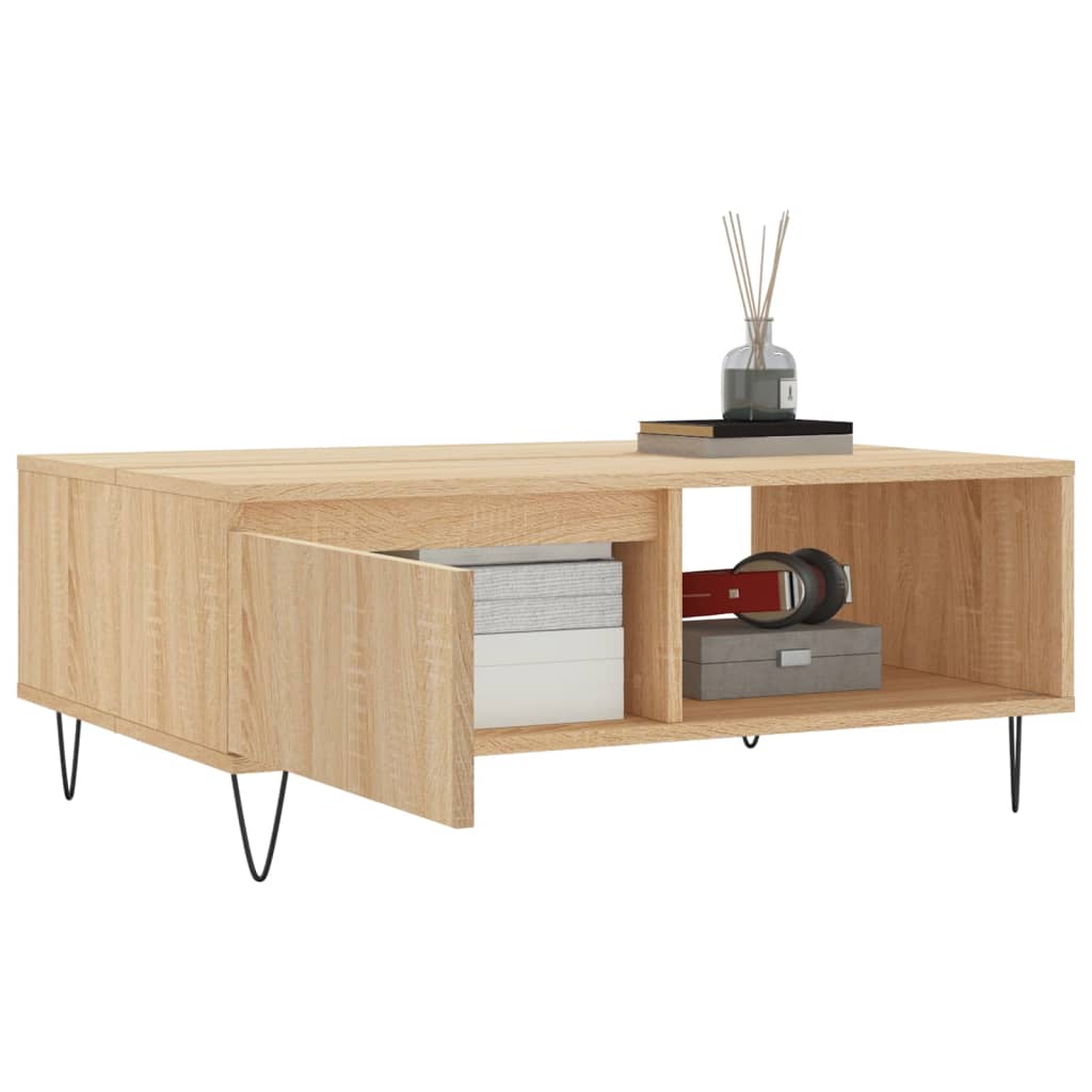 Salontafel 90x60x35 cm bewerkt hout sonoma eikenkleurig is nu te koop bij PeponiXL, paradijselijk wonen!