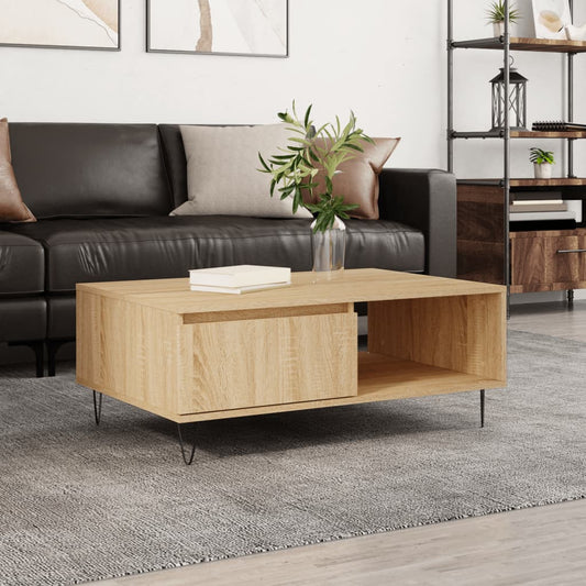 Salontafel 90x60x35 cm bewerkt hout sonoma eikenkleurig is nu te koop bij PeponiXL, paradijselijk wonen!