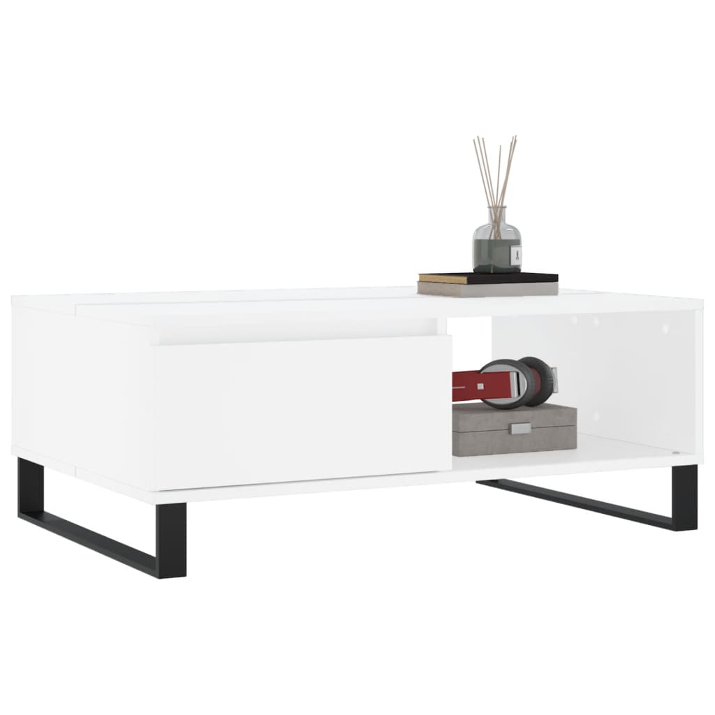 Salontafel 90x60x35 cm bewerkt hout wit is nu te koop bij PeponiXL, paradijselijk wonen!