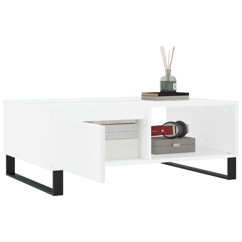 Salontafel 90x60x35 cm bewerkt hout wit is nu te koop bij PeponiXL, paradijselijk wonen!
