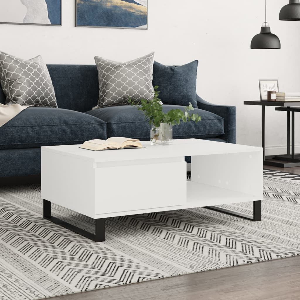 Salontafel 90x60x35 cm bewerkt hout wit is nu te koop bij PeponiXL, paradijselijk wonen!