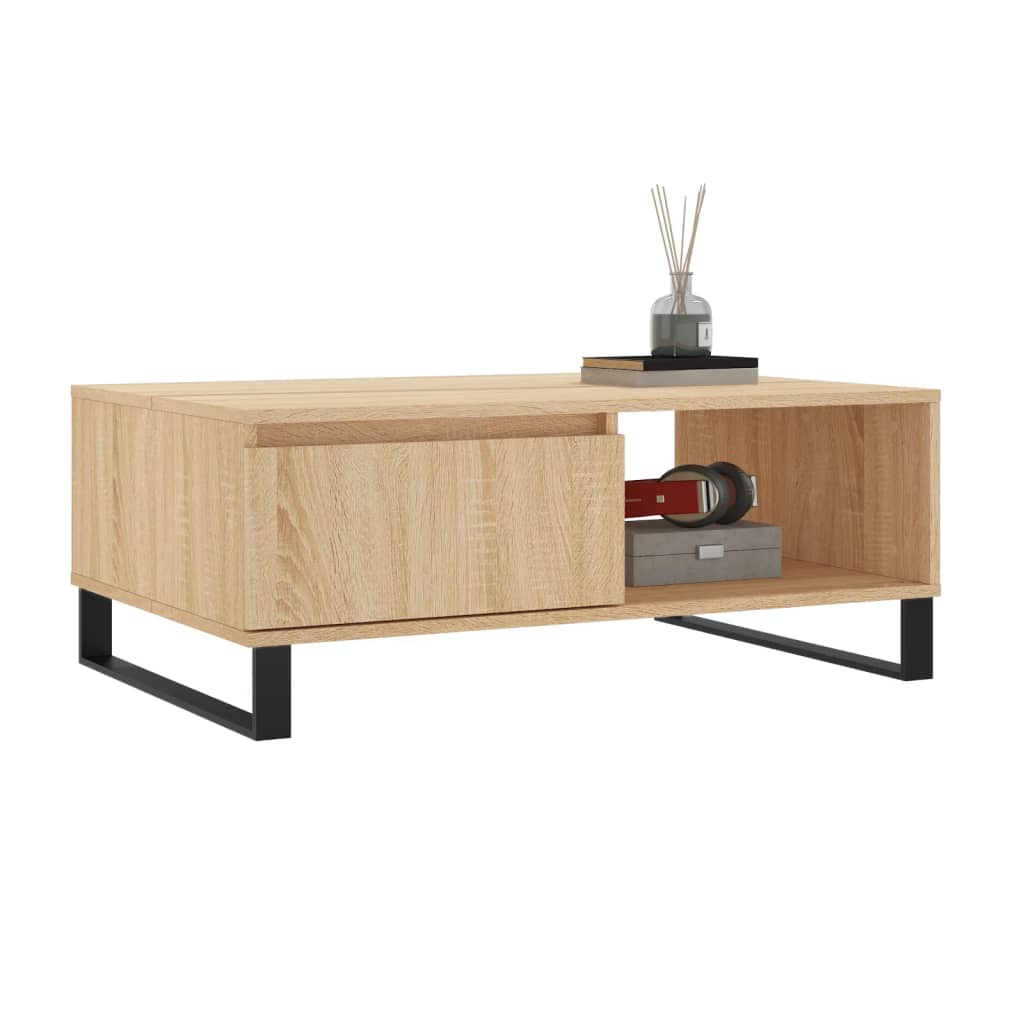 Salontafel 90x60x35 cm bewerkt hout sonoma eikenkleurig is nu te koop bij PeponiXL, paradijselijk wonen!