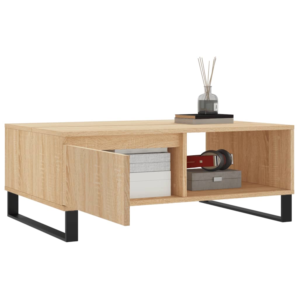 Salontafel 90x60x35 cm bewerkt hout sonoma eikenkleurig is nu te koop bij PeponiXL, paradijselijk wonen!
