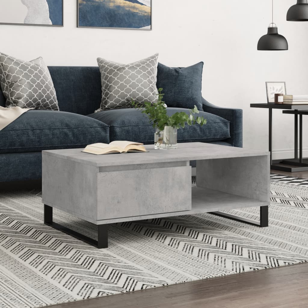 Salontafel 90x60x35 cm bewerkt hout betongrijs is nu te koop bij PeponiXL, paradijselijk wonen!