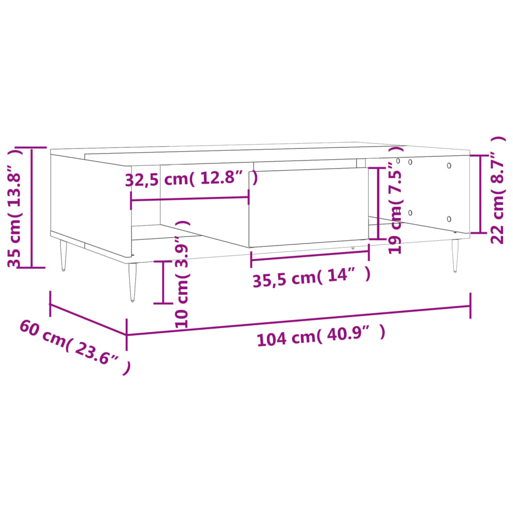 Salontafel 104x60x35 cm bewerkt hout zwart is nu te koop bij PeponiXL, paradijselijk wonen!
