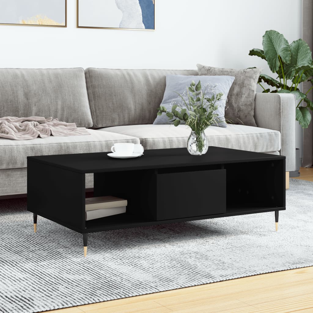 Salontafel 104x60x35 cm bewerkt hout zwart is nu te koop bij PeponiXL, paradijselijk wonen!