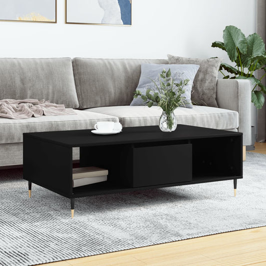Salontafel 104x60x35 cm bewerkt hout zwart is nu te koop bij PeponiXL, paradijselijk wonen!
