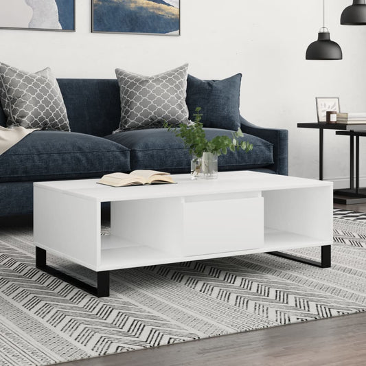 Salontafel 104x60x35 cm bewerkt hout wit is nu te koop bij PeponiXL, paradijselijk wonen!