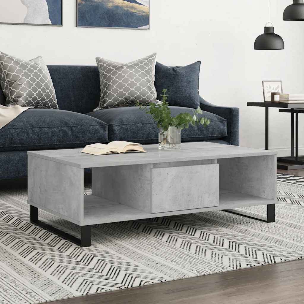 Salontafel 104x60x35 cm bewerkt hout betongrijs is nu te koop bij PeponiXL, paradijselijk wonen!