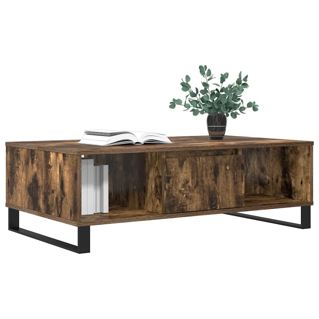 Salontafel 104x60x35 cm bewerkt hout gerookt eikenkleurig is nu te koop bij PeponiXL, paradijselijk wonen!
