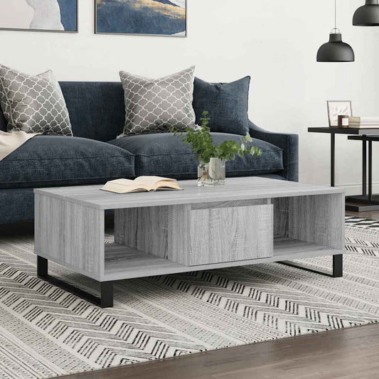 Salontafel 104x60x35 cm bewerkt hout grijs sonoma is nu te koop bij PeponiXL, paradijselijk wonen!
