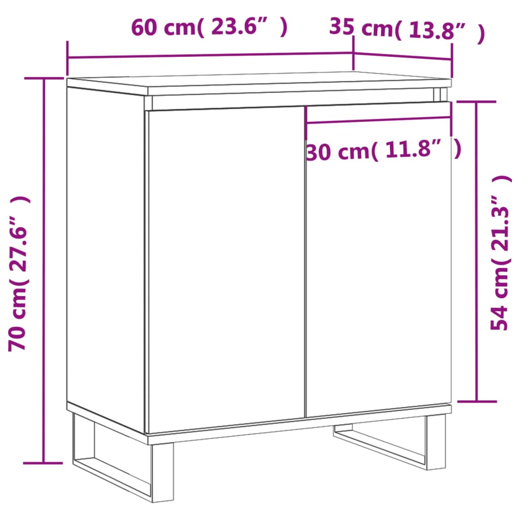 Dressoir 60x35x70 cm bewerkt hout sonoma eikenkleurig is nu te koop bij PeponiXL, paradijselijk wonen!