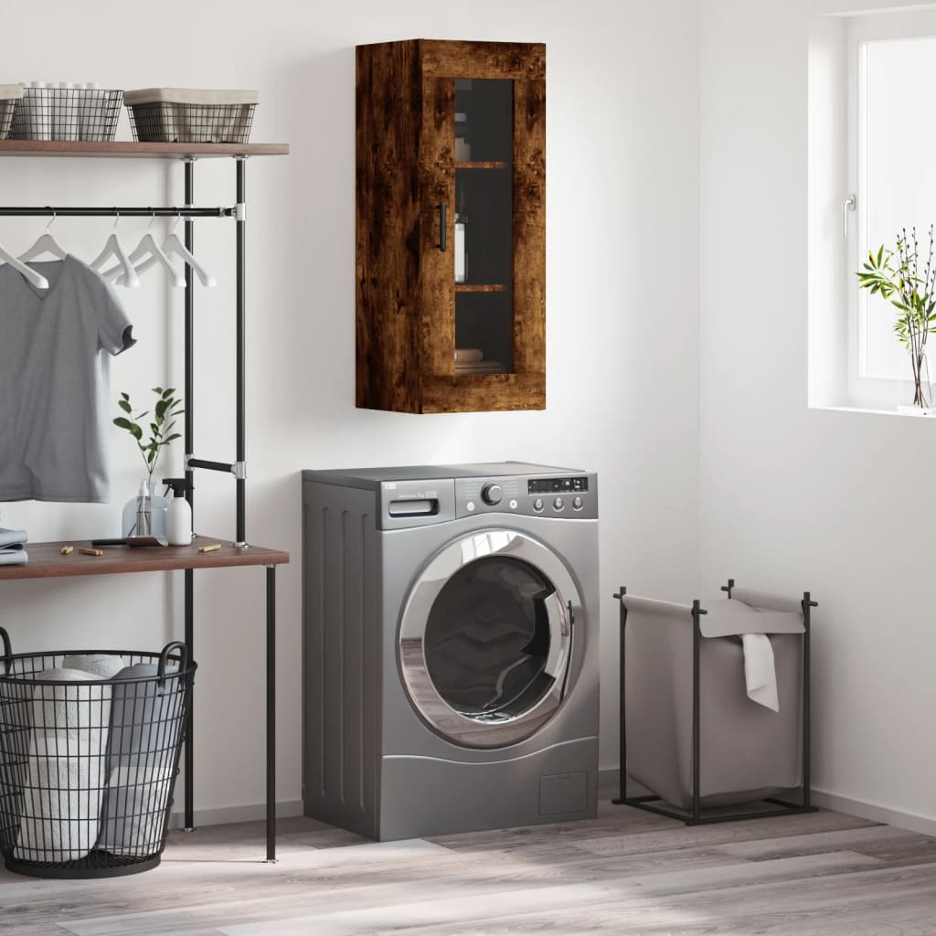 Wandkast 34,5x34x90 cm gerookt eikenkleurig is nu te koop bij PeponiXL, paradijselijk wonen!