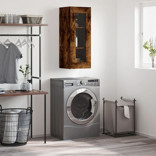 Wandkast 34,5x34x90 cm gerookt eikenkleurig is nu te koop bij PeponiXL, paradijselijk wonen!