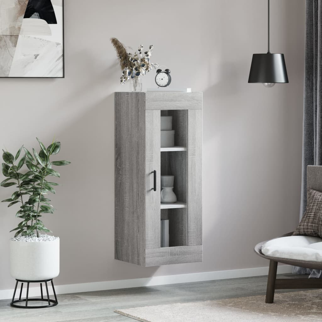 Wandkast 34,5x34x90 cm grijs sonoma eikenkleurig is nu te koop bij PeponiXL, paradijselijk wonen!