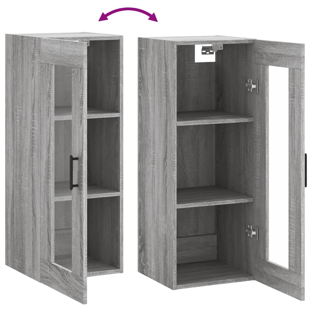 Wandkast 34,5x34x90 cm grijs sonoma eikenkleurig is nu te koop bij PeponiXL, paradijselijk wonen!