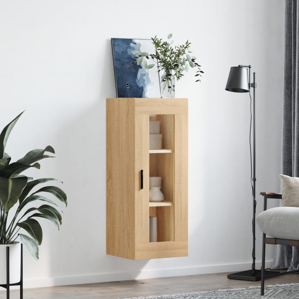 Wandkast 34,5x34x90 cm sonoma eikenkleurig is nu te koop bij PeponiXL, paradijselijk wonen!