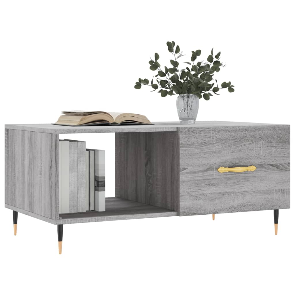 Salontafel 90x50x40 cm bewerkt hout grijs sonoma eikenkleurig is nu te koop bij PeponiXL, paradijselijk wonen!