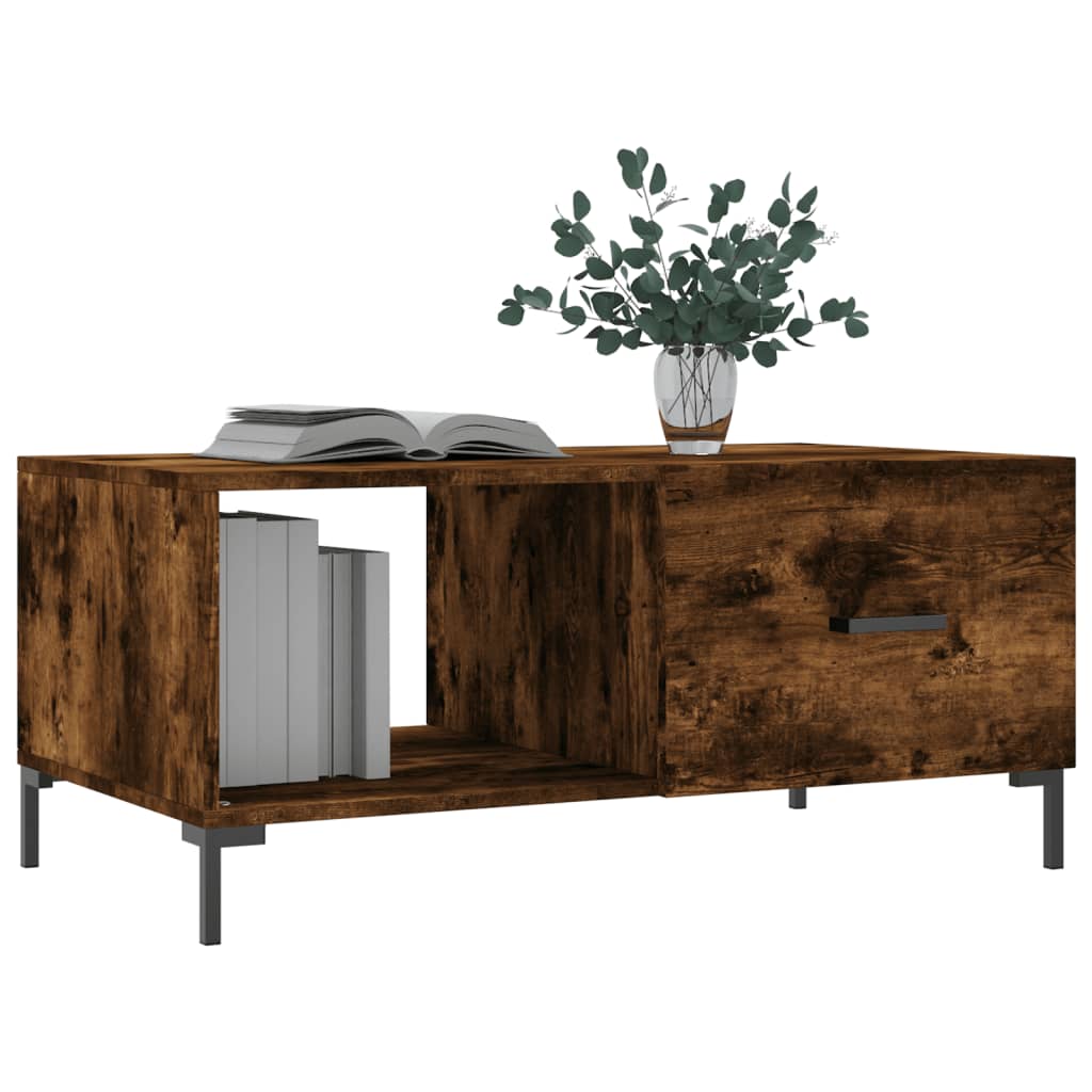 Salontafel 90x50x40 cm bewerkt hout gerookt eikenkleurig is nu te koop bij PeponiXL, paradijselijk wonen!