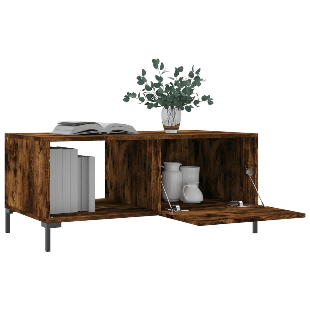 Salontafel 90x50x40 cm bewerkt hout gerookt eikenkleurig is nu te koop bij PeponiXL, paradijselijk wonen!