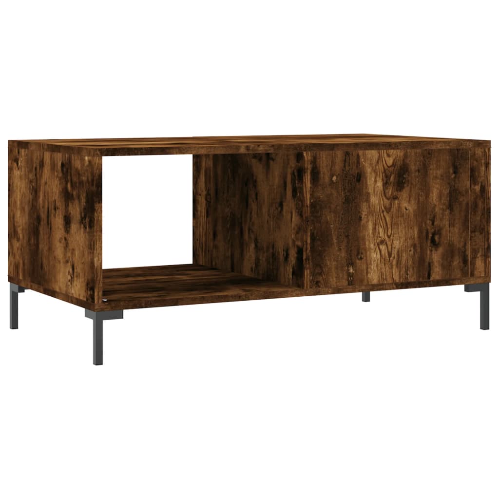 Salontafel 90x50x40 cm bewerkt hout gerookt eikenkleurig is nu te koop bij PeponiXL, paradijselijk wonen!