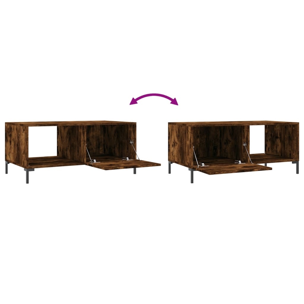 Salontafel 90x50x40 cm bewerkt hout gerookt eikenkleurig is nu te koop bij PeponiXL, paradijselijk wonen!