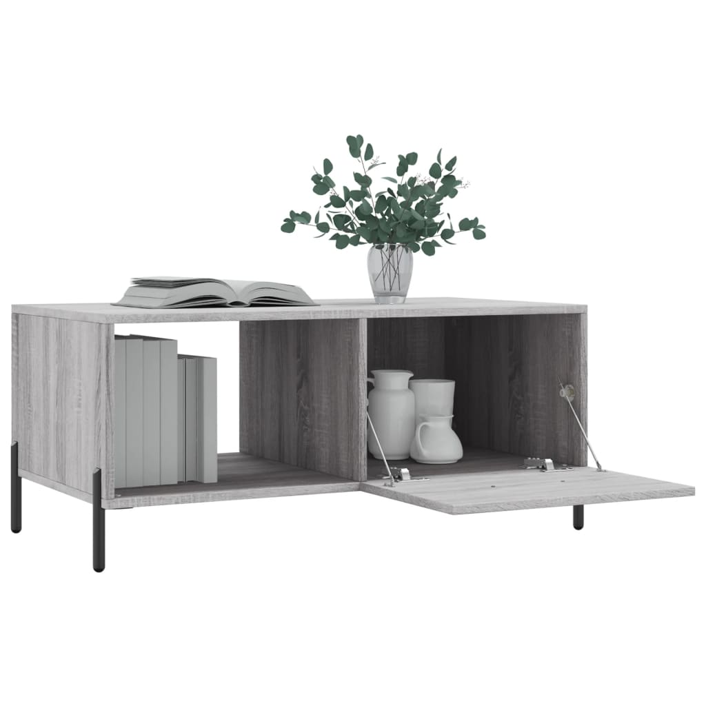 Salontafel 90x50x40 cm bewerkt hout grijs sonoma eikenkleurig is nu te koop bij PeponiXL, paradijselijk wonen!