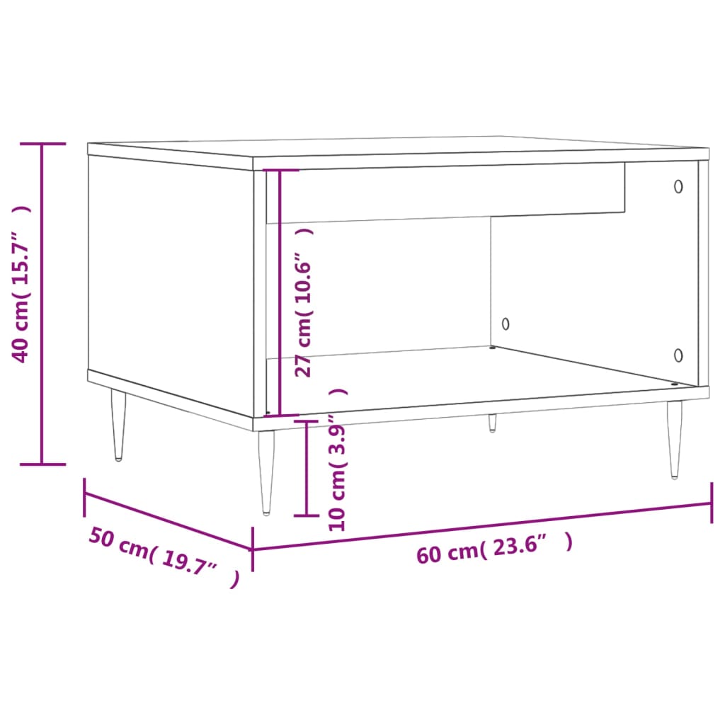 Salontafel 60x50x40 cm bewerkt hout betongrijs is nu te koop bij PeponiXL, paradijselijk wonen!