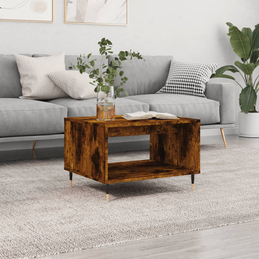 Salontafel 60x50x40 cm bewerkt hout gerookt eikenkleurig is nu te koop bij PeponiXL, paradijselijk wonen!