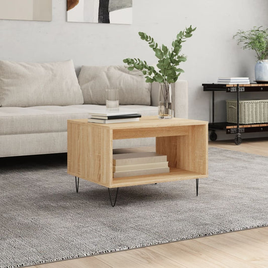 Salontafel 60x50x40 cm bewerkt hout sonoma eikenkleurig is nu te koop bij PeponiXL, paradijselijk wonen!