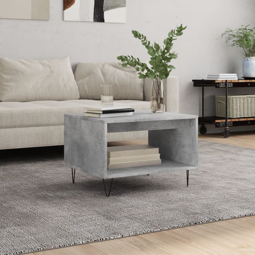 Salontafel 60x50x40 cm bewerkt hout betongrijs is nu te koop bij PeponiXL, paradijselijk wonen!