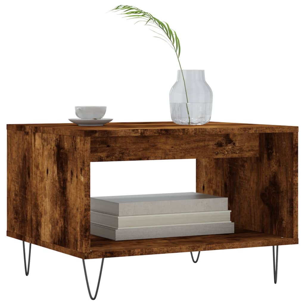 Salontafel 60x50x40 cm bewerkt hout gerookt eikenkleurig is nu te koop bij PeponiXL, paradijselijk wonen!