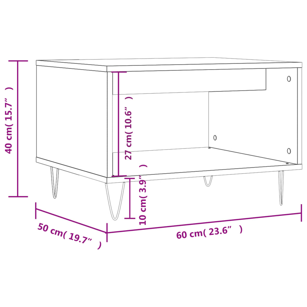 Salontafel 60x50x40 cm bewerkt hout gerookt eikenkleurig is nu te koop bij PeponiXL, paradijselijk wonen!