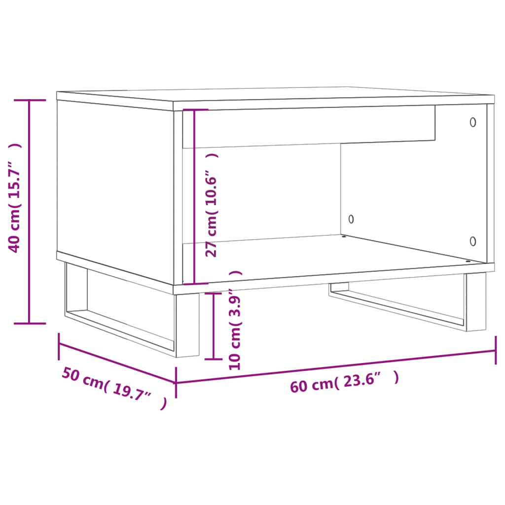Salontafel 60x50x40 cm bewerkt hout betongrijs is nu te koop bij PeponiXL, paradijselijk wonen!