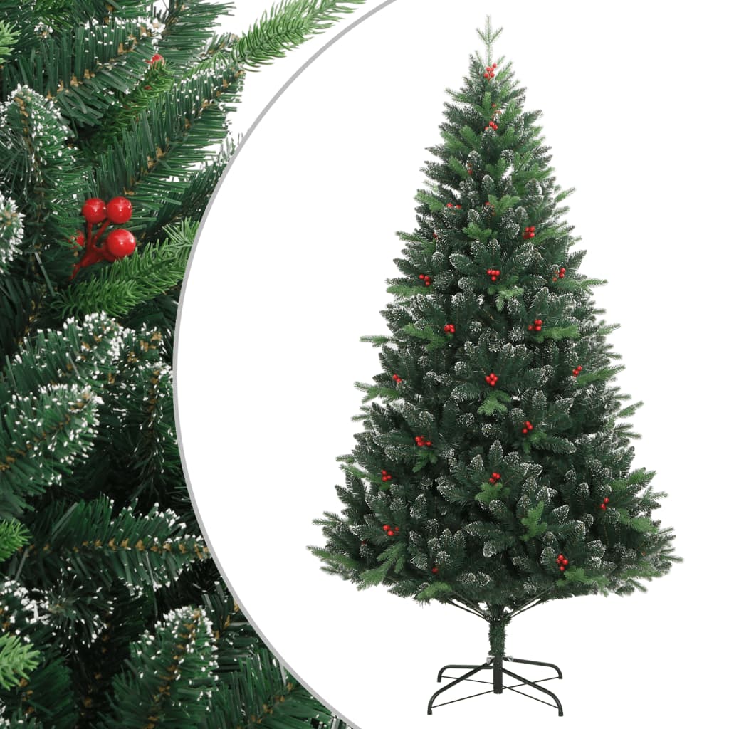 Kunstkerstboom met scharnieren en rode bessen 120 cm is nu te koop bij PeponiXL, paradijselijk wonen!