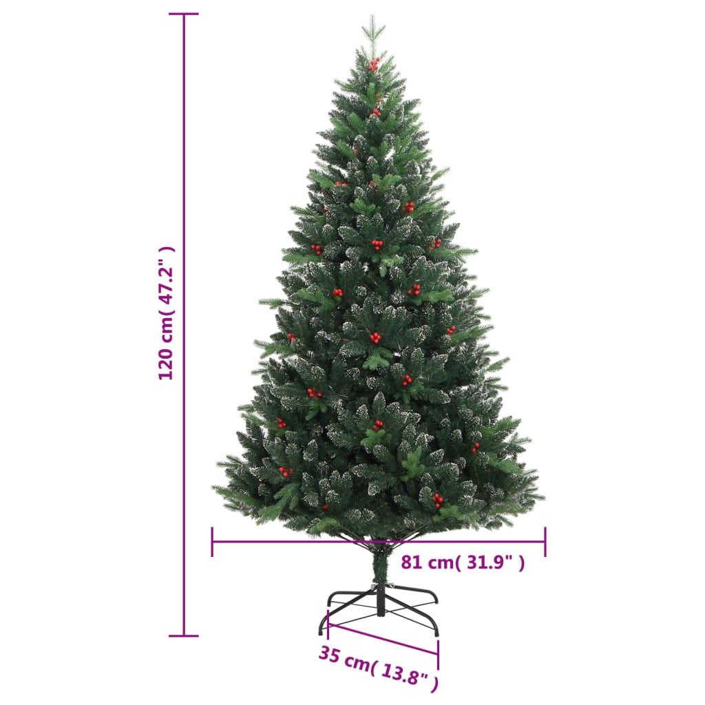 Kunstkerstboom met scharnieren en rode bessen 120 cm is nu te koop bij PeponiXL, paradijselijk wonen!